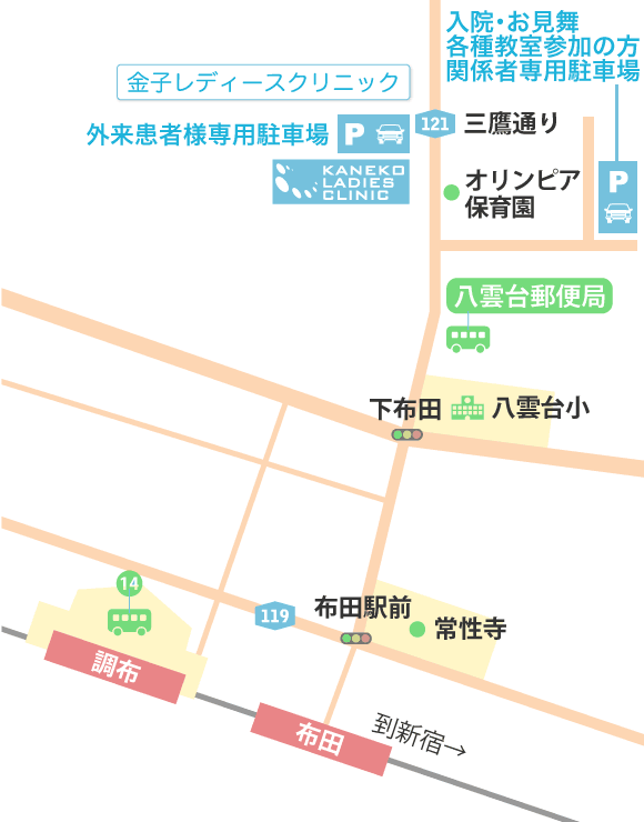 金子レディース駅からの地図